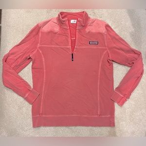 Vineyard Vines Women’s Quarter Zip Shep Shirt, Washed Coral Pink, Size Small